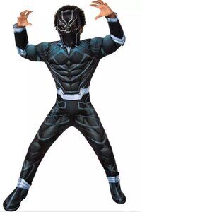 Marvel Black Panther Halloween Costume 8/10 Muscle Jumpsuit w/ Boot Tops & Mask
